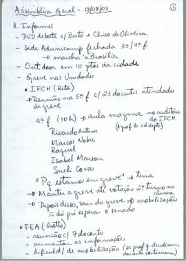 Lista de presença de Ata de Assembleia Geral de 18-08-2003