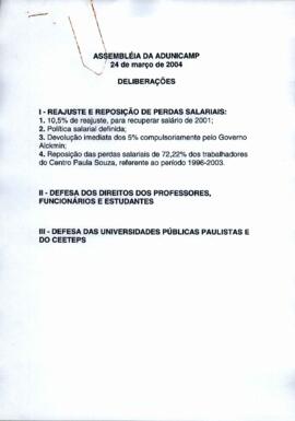 Lista de presença de Ata de Assembleia Geral de 24-03-2004