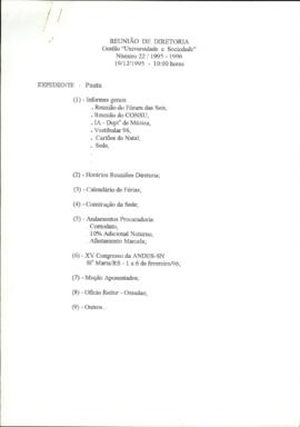 Ata de Reunião da Diretoria  número 22 / 1995-1996 em 19/12/1995 às 10:00.