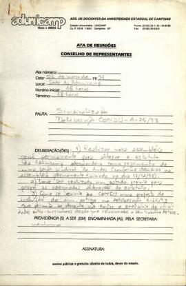 Lista de presença de Ata de Conselho de Representantes de 02-03-1994