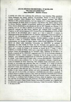 Ata de Reunião da Diretoria número 06 / 1996-1998 em 03/02/1997 às 15:00.